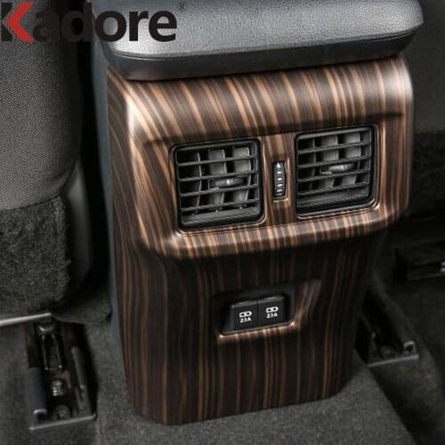 For Toyota RAV4 RAV 4 2019 2020 2021 Wood Grain Rear Seat Air Vent AC Outlet Frame Cover Trim Car Interior Accessories