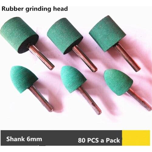 Rubber mounted point grinding head 3mm shank 80 PCS a pack