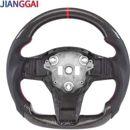 100% Carbon Fiber Itlay Alcantara Car Steering Wheel For Tesla Model 3 Series All Models