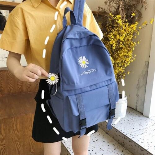 School Backpack Women Daisy Embroidery School Bags for Teenage Girls Cute Bagpack Teen Middle High School Student Back Pack 2020