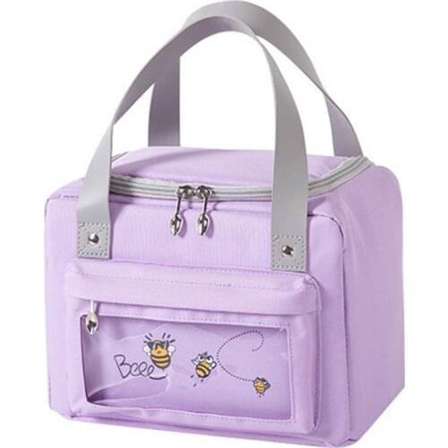 Lunch Bag Insulated Heat Insulation Oxford Cloth Side Pocket Reinforced Handle Pouch Tote Thermal Cooler Foods Portable Box