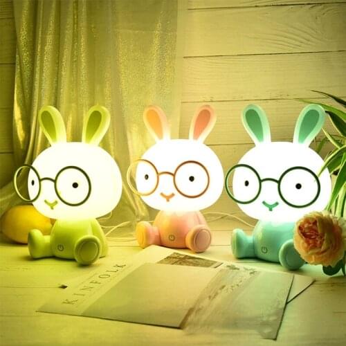 LED USB cartoon wearing glasses cute cute rabbit decoration night light table lamp