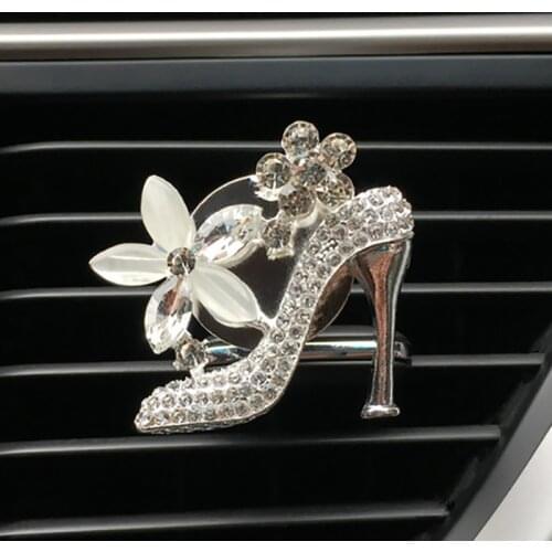 Bling Car Decoration Interior Air Freshener Flavoring Auto Outlet Perfume Clip Car Scent Diffuser High Heel Car Accessories Girl
