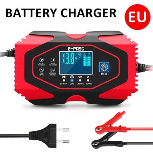 DC 12V/24V Car Motorcycle Battery Charger LCD Digital For Lead-acid & Lithium Repairs Kit Overcharging Protection