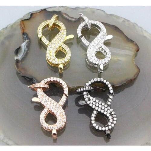 27*15mm 5pcs/lot Plating cz clasps charm,cubic zirconia micro pave charm,necklace/bracelet jewelry cheap component clasps