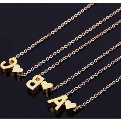 SMJEL Romantic Heart Initials Pendants Necklaces For Women Letter A-Z Necklace Chain Choker femme
