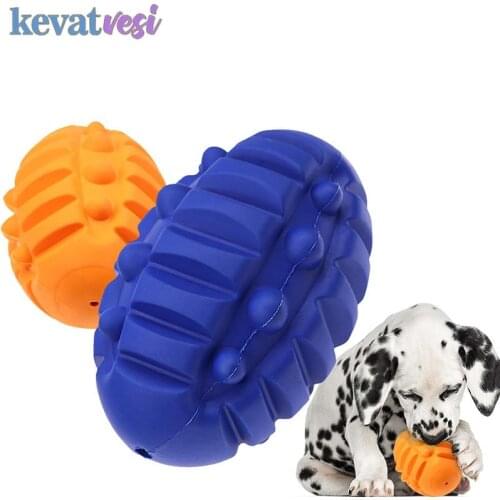 Pet Dog Toys Interactive Dog Chew Toy Rubber Cleaning Teeth Puppy Rugby Sounding Toy Chihuahua Small Large Training Dog Supplies