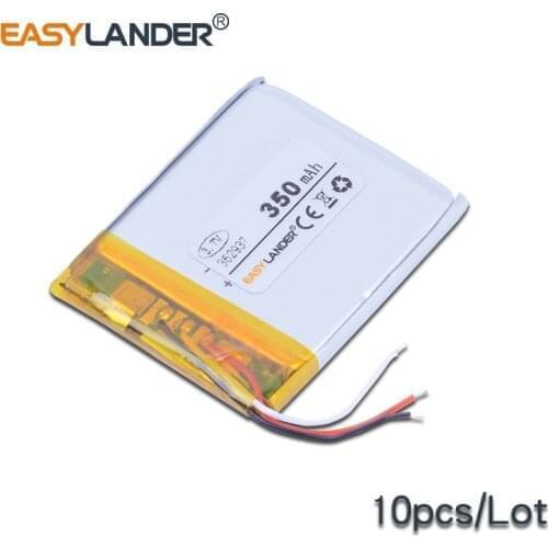 10pcs/Lot 350mAh Li-Polymer Li-ion Battery For bluetooth headset Bracelet Wrist Watch pen PSP PDA MP3 DVR GPS small toys 362937