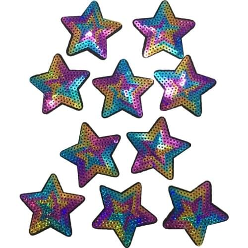 10PCS/lot Small Colorful Stars Sequined Iron on Patches for Clothes DIY Decoration Accessories Star Sequins Appliques Patch