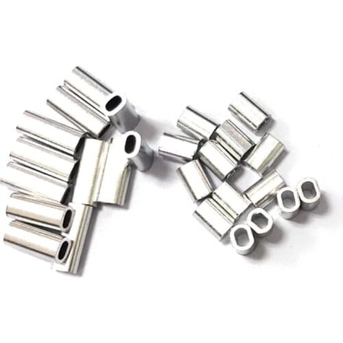 100pcs/lot Silver Oval Aluminum Fishing Tube Fishing Wire Pipe Crimp Sleeves Connector Fishing Line Accessories