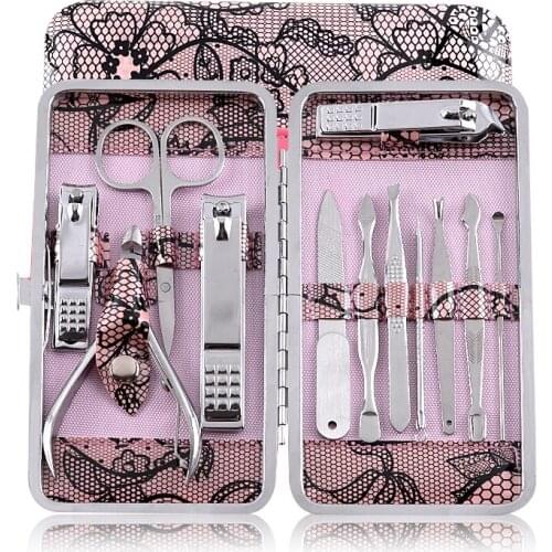 High Quality 12Pcs Professional Nail Clippers Manicure Set Stainless Steel Nail Cutter Scissor Cuticle Nipper Nail Tools