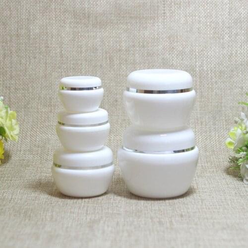 20pcs White Refillable Bottles Travel Face Cream Lotion Cosmetic Container Plastic Empty Makeup Jar Pot 5g/20g/30g/50g