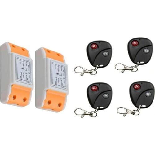2016 new 220 v 1 ch wireless remote control switch 2 piece receiver +4 piece transmitter Classic 2 key