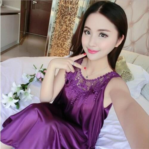 2020 New Arrival Plus Size Sexy Women Ice Silk Sleepwear Female Nightgown Women Nightwear for Ladies Night Shirts Home Clothing