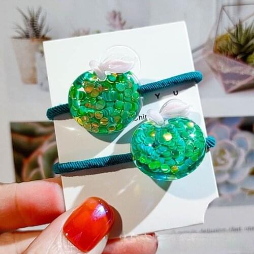 2021 Summer Elastic Hair Accessories Laser Sequins Hairtie Cherry Grapes Hair Rope for Girl Bowknot Shiny Sparkly Head String