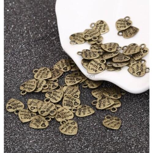 500bags 50Pcs/bags Handmade Metal Labels Printed Made With Love Tag Labels For Diy Sewing Accessories