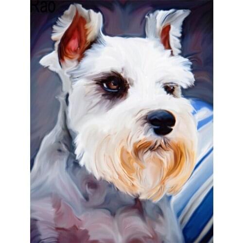 5D DIY Diamond Painting Cross-stitch Animal Schnauzer Pet Needlework Full Square Diamond Embroidery Crystal Diamond Resin Crafts