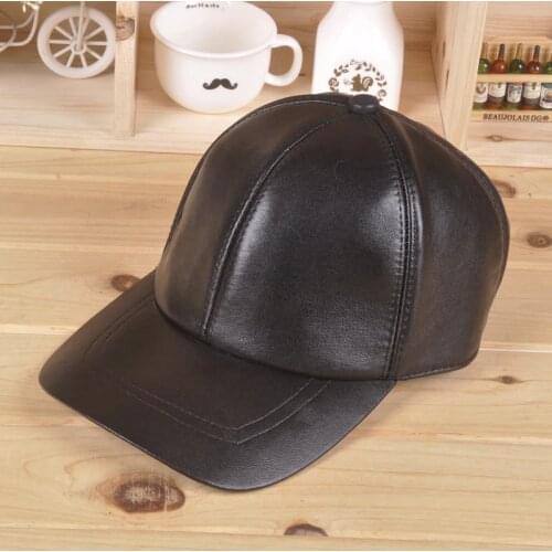 Adult Genuine Leather Hat Men Women Sheep Skin Baseball Cap Elderly Baseball Hat Outdoor Leisure Leather Wear 7 Colors B-7245
