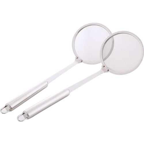 2Pcs Household Stainless Steel Soybean Milk Filter Screen Small Scoop Oil Residue Filter Screen Kitchen Scoop
