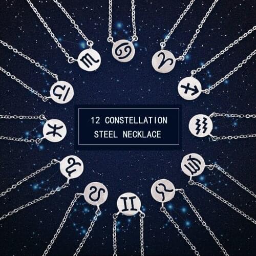 Chandler Stainless Steel 12 Constellation Necklace Pendant Chokers For Girls Fashion Jewelry Collares Largos Kolye Drop Shipping