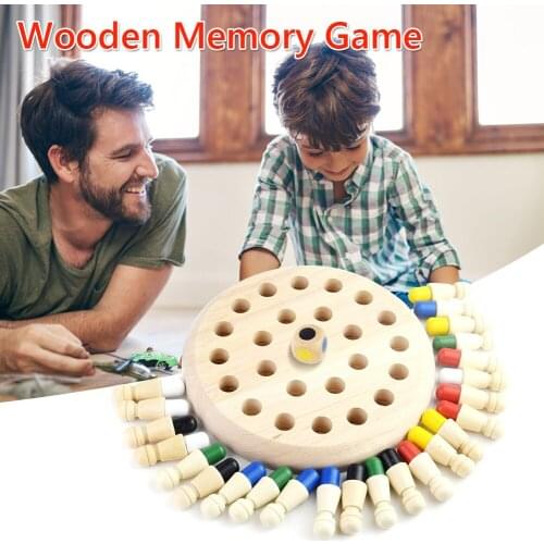 Montessori Wooden 3D Memory Match Stick Chess Game Block Board Educational Toys Memory Chess for Parent Child Interactive Game