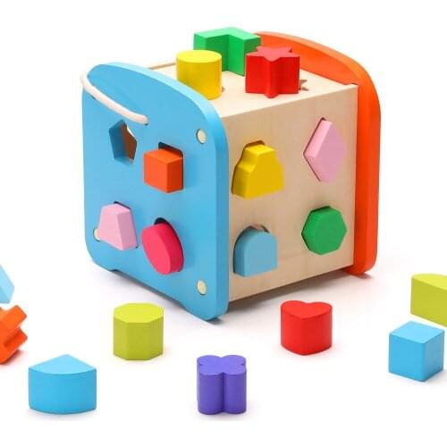 Baby Toys Learning & Education Color & Shape Learning toys baby box building block puzzle wooden Montessori toys juguetes sale