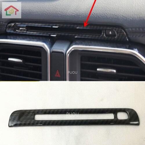 For Mazda CX-5 CX5 2017 2018 2019 KF Interior Accessories Carbon Fiber CD Control Panel Decoration Cover Trim Car Styling