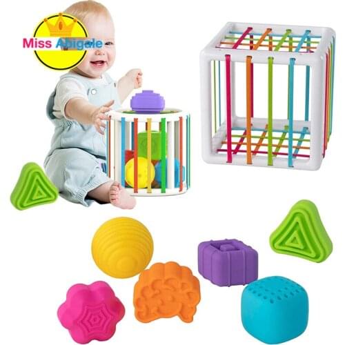 Baby Shape Sorting Toy Motor Skill Tactile Touch Toy 10 Months To 3 Years InnyBin Soft Cube Montessori Educational Toys