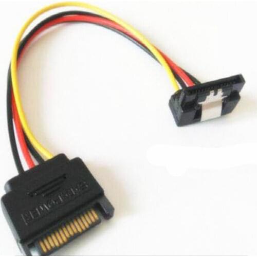 SATA 15Pin Male To SATA Dual 15Pin 90 Degree With shrapnel Female 1 To 1 extension Cable hard disk Power Connector Cable 18 AWG