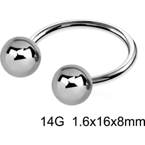 2 Pieces Big Ball Stainless Steel CBR Internally Threaded Hoop Sexy Rings Lip Horseshoe BCR Nose Rings Body Piercing Jewelry
