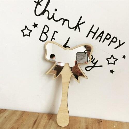 Cosmetic mirror Make-up Bowknot Wood for Kids Girls Toy Model Creative Baby Room Articles INS Child Christmas Birthday Gifts