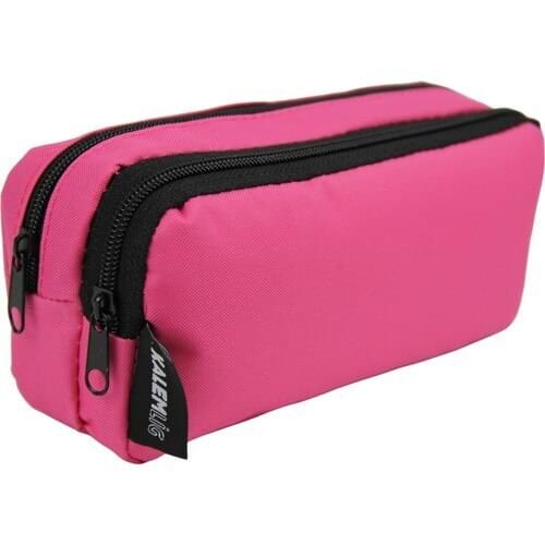 Kalemlig Double Compartment Linen Penholder Pink קלמר Pen Box Pen Razor Blades