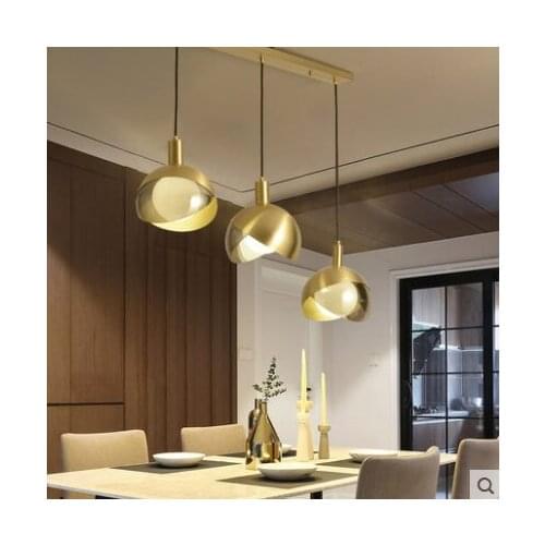 All copper postmodern chandelier Nordic restaurant chandelier simple bedroom bedside lamp creative personality net red bar