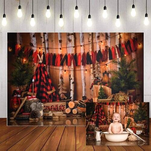 Mehofond Christmas Adventure Photography Background Jungle Green Plants Tent Light Birthday Party Backdrop Photocall Studio