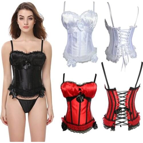 Fashion Corsets Women gothic clothes zipper Plus Size Sexy Lace Bustier Waist Cincher Body shaper corselet S-6XL Gorset