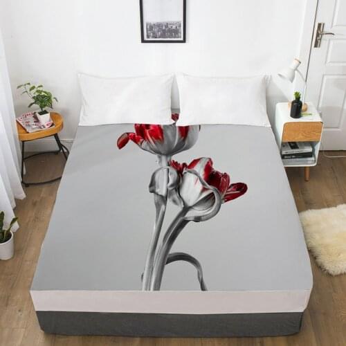 Mattress Cover Fitted Sheets With Elastic Band Bed Linens Bedsheet 160X200/200X200CM Size 3D Printed Flowers Rose Adults