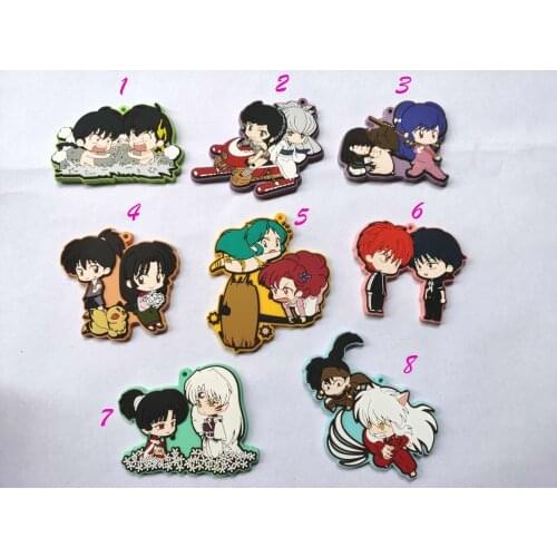 New Arrival Inuyasha/Ranma ½/Urusei Yatsura Original Japanese anime figure rubber mobile phone charms keychain strap