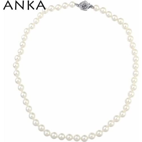ANKA Rushed Trendy Colar Hot Sale rose flower button Imitation Imitation pearl Chokers Necklace #115859