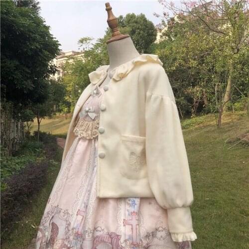 Original Cream Puff Womens Cute Winter Long Puff Sleeve Wool Blend Coat Outwear Jacket Beige & Black