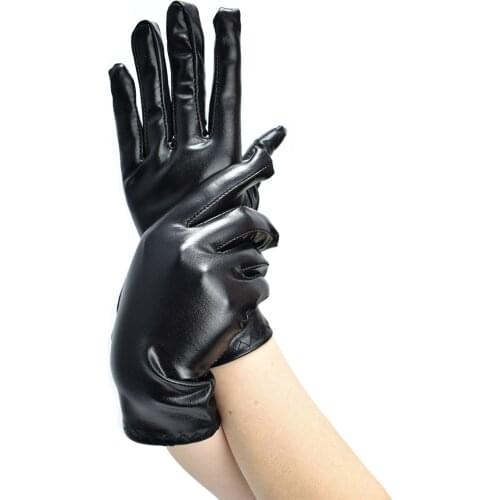 Hot Sale Men Women Bright Color Bright Faux Leather Short Gloves Golden Silver Stage Performance Accessories Etiquette Gloves