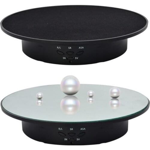 3 Speeds 20cm Intelligent Electric Rotating Display Stand Mirror Turntable Jewelry Holder Battery/USB Power Drop Ship
