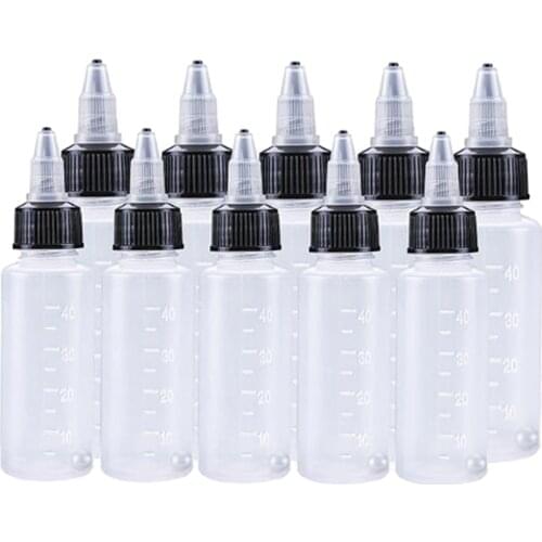 10pcs 30/50/60/120/250ml Recyclable Clear Tattoo Airbrush Ink Pigment Recyclable Squeezable Paint Empty Bottles