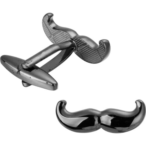 Factory Price Retail Brass Cufflinks Black Mustache Design Cuff Links 3 pair pack sale