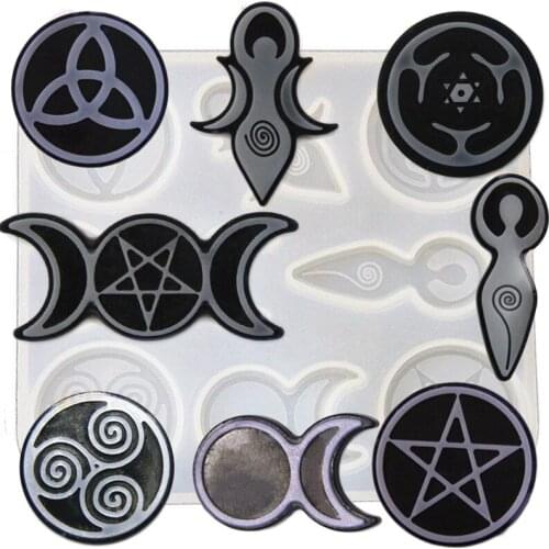 DIY Totem Pendant Silicone Molds Moon Star God For Necklace Jewelry Making Mirror Creative Crystal Silicone Mould For Resin