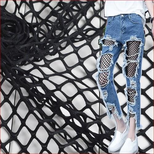 SMTA Wide 1.7m Elastic Diamond Mesh Hollow Mesh Fabric Fishing Net Diy Sex Cloth Brocade Fabric Other Fabric Plain Printed 170cm