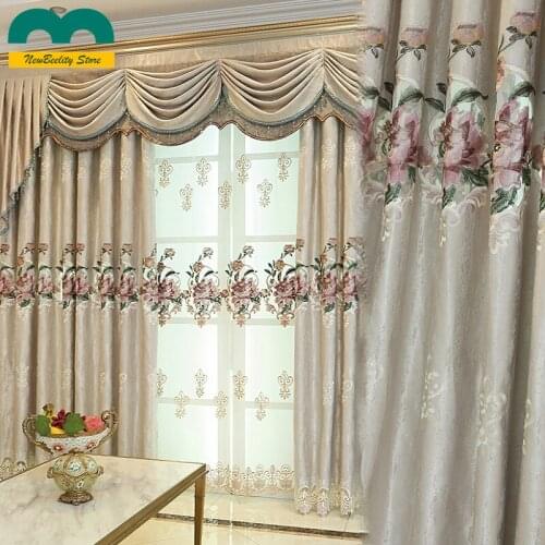 Modern Embroidery Curtains Drapes European Semi-shading Finished Custom Curtains for Living Dining Room Bedroom Cortinas
