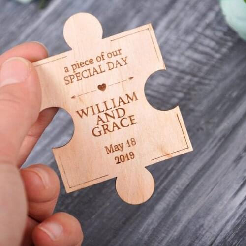 Modern Save the Date wood save the date magnet Rustic Puzzle save the date Fridge Magnets wedding magnet