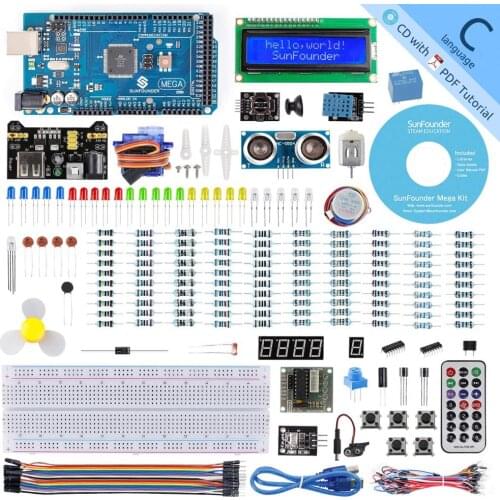 SunFounder Mega 2560 R3 Project Starter Kit for Arduino UNO R3 Mega2560 Mega328 Nano+26 Tutorials+LED+resistor+CD