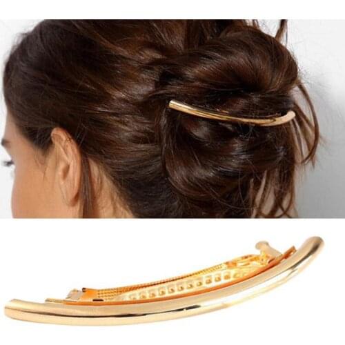 Stylish Automatic Tube French France Hair Barrette Large Metal Hair Clip Pins Ponytail Holder Hair Accessory for Women Headwear