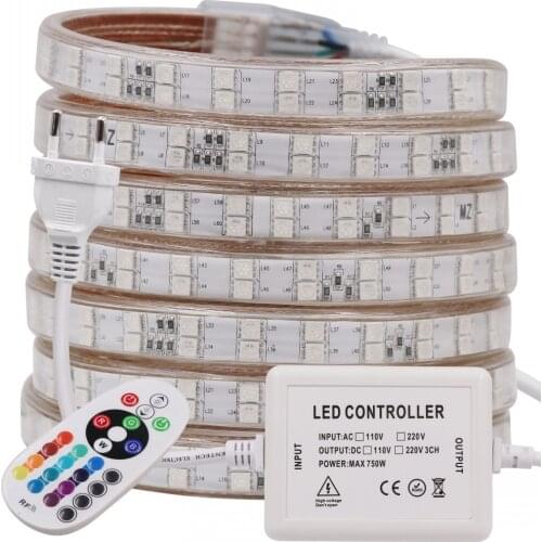 LED Strip 220V 240V SMD 5050 Waterproof Flex RGB LED Neon Tape lamp Garden Home Commercial String lighting 1M 5M 10M 15M 20M 25M